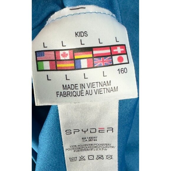 Spyder Linear Shirt Kids L Blue & Neon Spider Print Half-Zip Long Sleeves - Picture 11 of 12